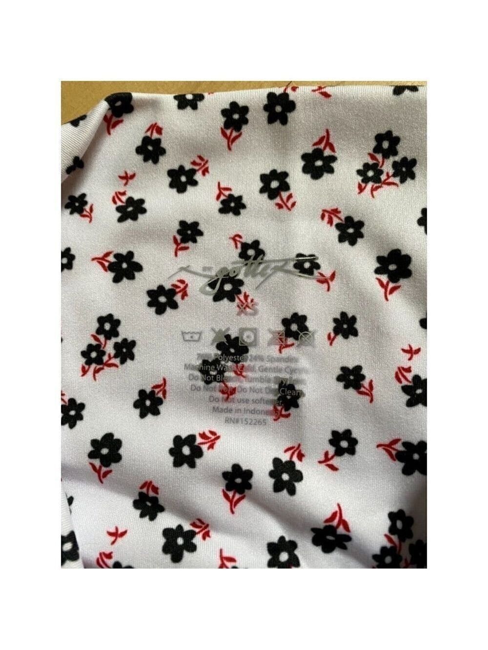 X by Gottex BNWOT "Rachel" ankle tights NEW pull on "Polka flower" - Picture 4 of 6